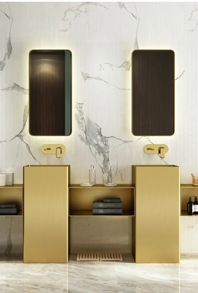 CX102AE Luxury Golden Bar Wash Basin Hotel Integrated Floor-Standing Pedestal Basin Face Washing Inter-Platform Basin