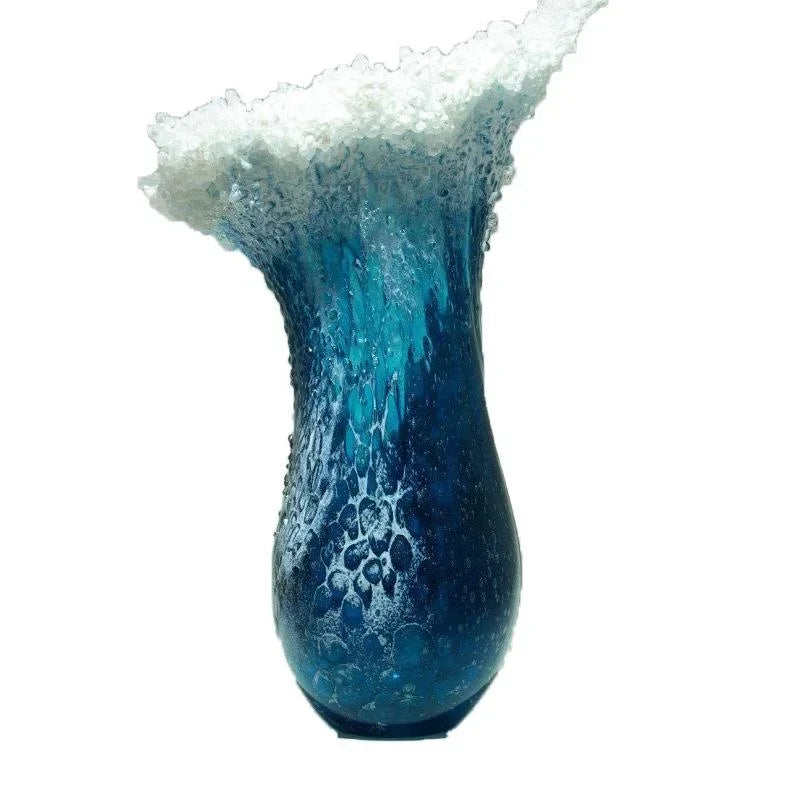 Modern Vase Home Decoration Wave Shaped Vase Resin Crafts Fashion Nordic Style Office Living Room Room Decoration Blue Vase