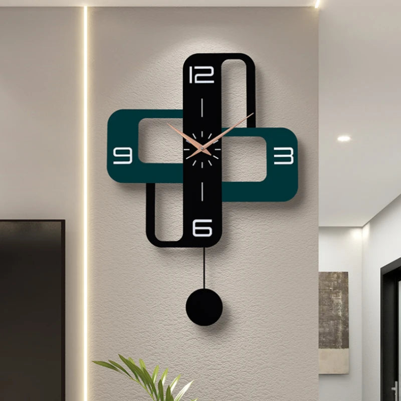 Black Living Room Wall Clocks Design Modern  Art Pendulum Aesthetic Unique Wall Clock Metal Large Relogio De Parede Decorative