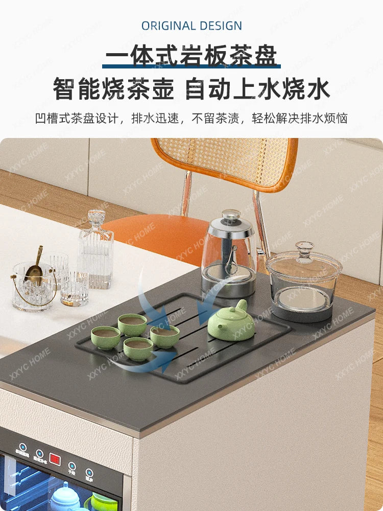 Retractable Kitchen Island Dining Table Movable Multi-Function with Induction Cooker Stone Plate Tea Table Dining Table