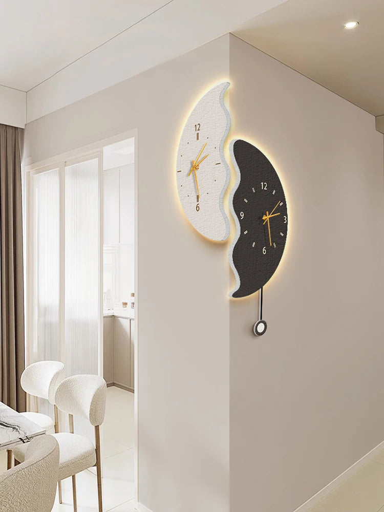 Double-sided Corner Wall Clock Living Room Simple Light Luxury Creative Art Clock Wall Lamp Modern Household Corner Wall Watch