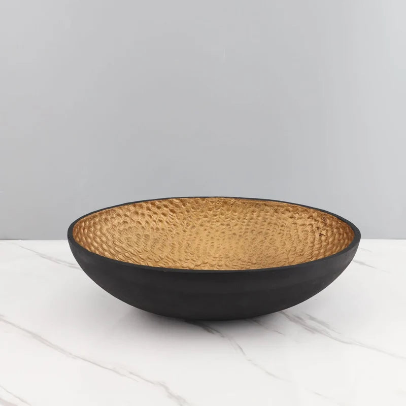 Modern minimalist black cast iron fruit bowl living room coffee table storage ornaments creative snack plate model room table de