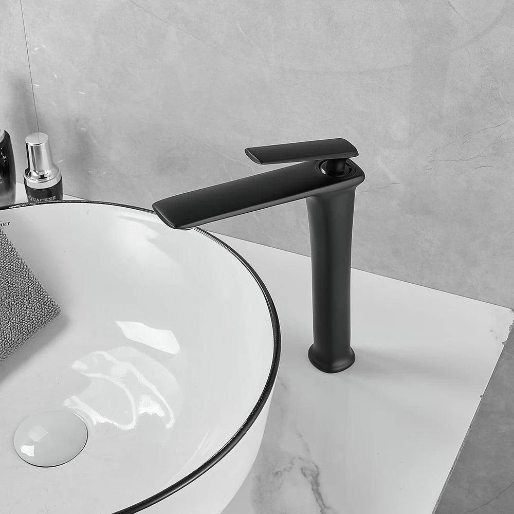 BAKALA Luxury Black Rose Gold Wash Basin Taps Modern White Faucet Bathroom Luxury Basin Faucets Hot Cold Water Sink Tap Mixer