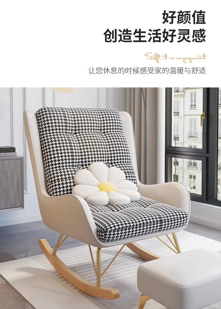 Modern Rocking Chairs White Luxury Floor Recliner Chairs Back Support Pillow Ergonomic Muebles De La Sala Home Furniture