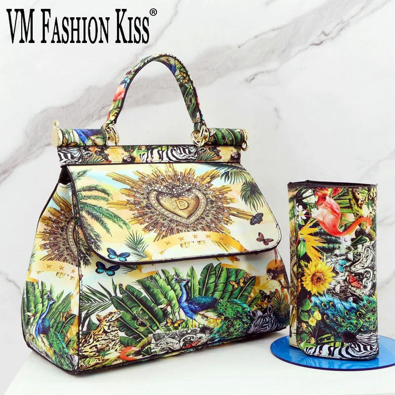 VM FASHION KISS Classic Crossbody Bags For Women Frame Handbags And Purses Set Luxury Wallet Suit Printing Shoulder Totes Ladies