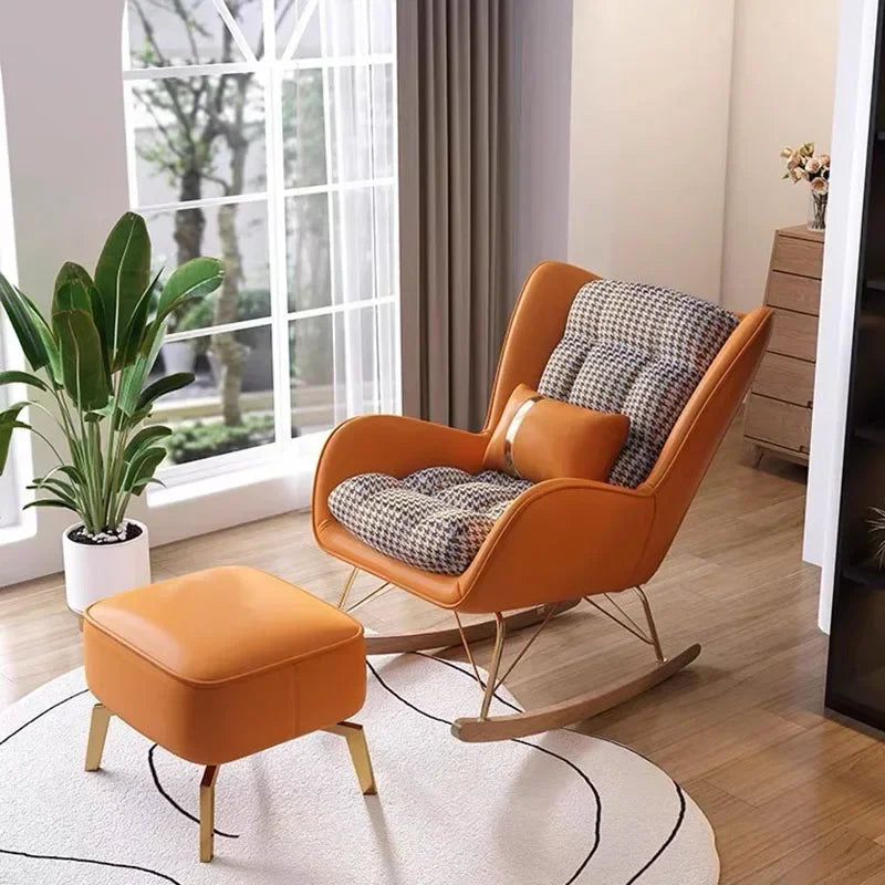 Modern Rocking Chairs White Luxury Floor Recliner Chairs Individual Support Pillow Ergonomic Muebles De La Sala Home Furniture