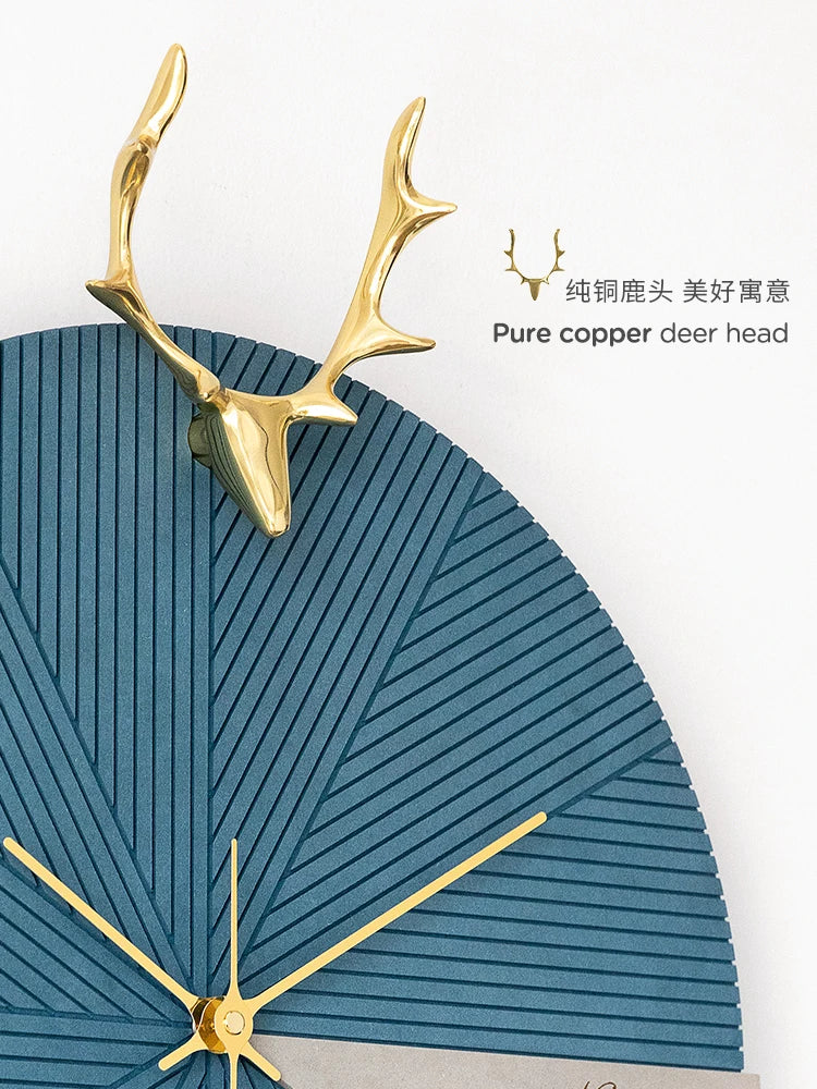 Deer head clock wall clock living room home modern minimalist decoration personality creative wall hanging style