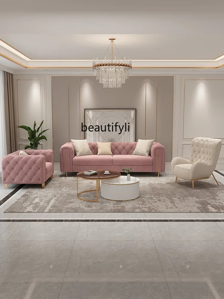 French Entry Lux Couch Cream Style Pink Modern Minimalist Queen Chair Single Leisure Living Room Home