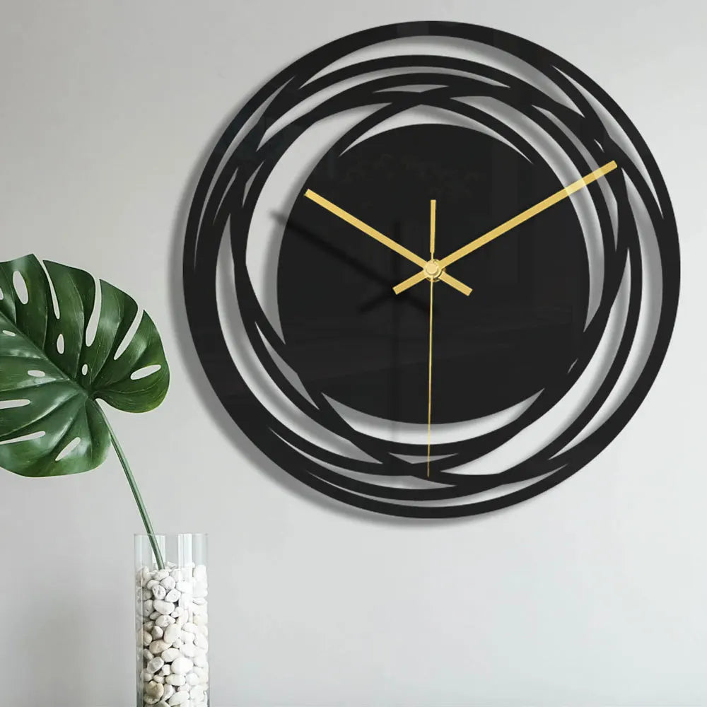 Creative Acrylic Wall Clock Home Living Room Decoration Explosion Models Minimalist Nordic Style Transparent Clock Black