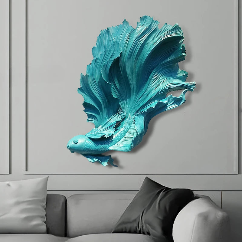 Modern Style Home Decor Ornaments Personalized Fish Light Luxury Wall Decoration Living Room Model Room Wall Hanging Pendant