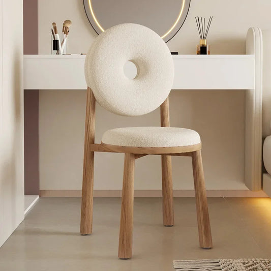 Cream donut dining chair, simple bedroom dressing stool, high-end sherpa backrest leisure bench, chair, Home furniture