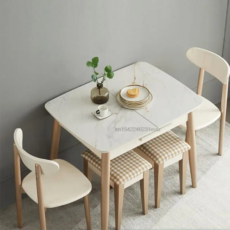 Retractable Small Apartment Rock Slab Dining Table Household Kitchen Table And Chair Combination Multifunctional Furniture