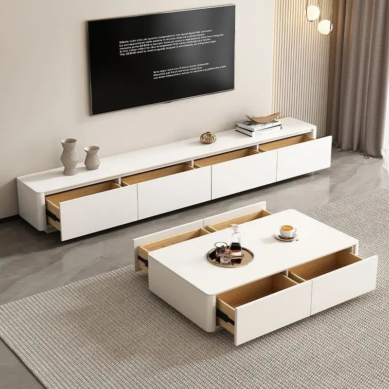 Rock Nordic Slab Coffee Tables for Living Room Simple White TV Cabinet Table Set Modern Center Table Living Room Furniture