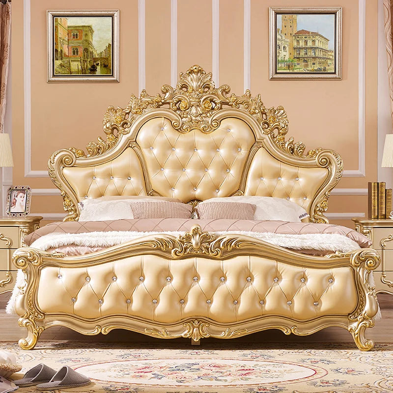 Leather Aesthetic Bed Luxury Storage Nightstand Headboards Bed Frame Floor Cama De Lujo Para Dormitorio Bedroom Furniture