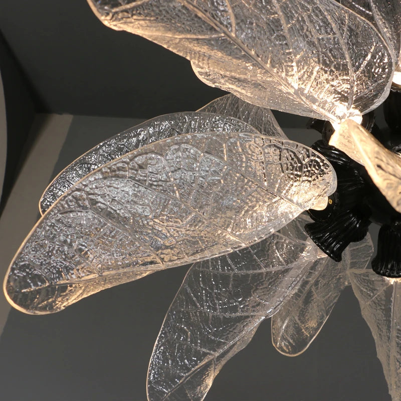 Creative leaf design modern led chandelier, used for living room luxury home decoration hanging lamp large black lamp