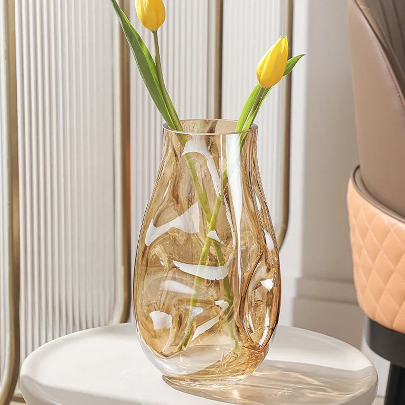 Transparent Glass Wedding Decoration Vase Interior Hydroponics Gold Vase Luxury Plants Pots Glass Bottl Decoracion Table Art