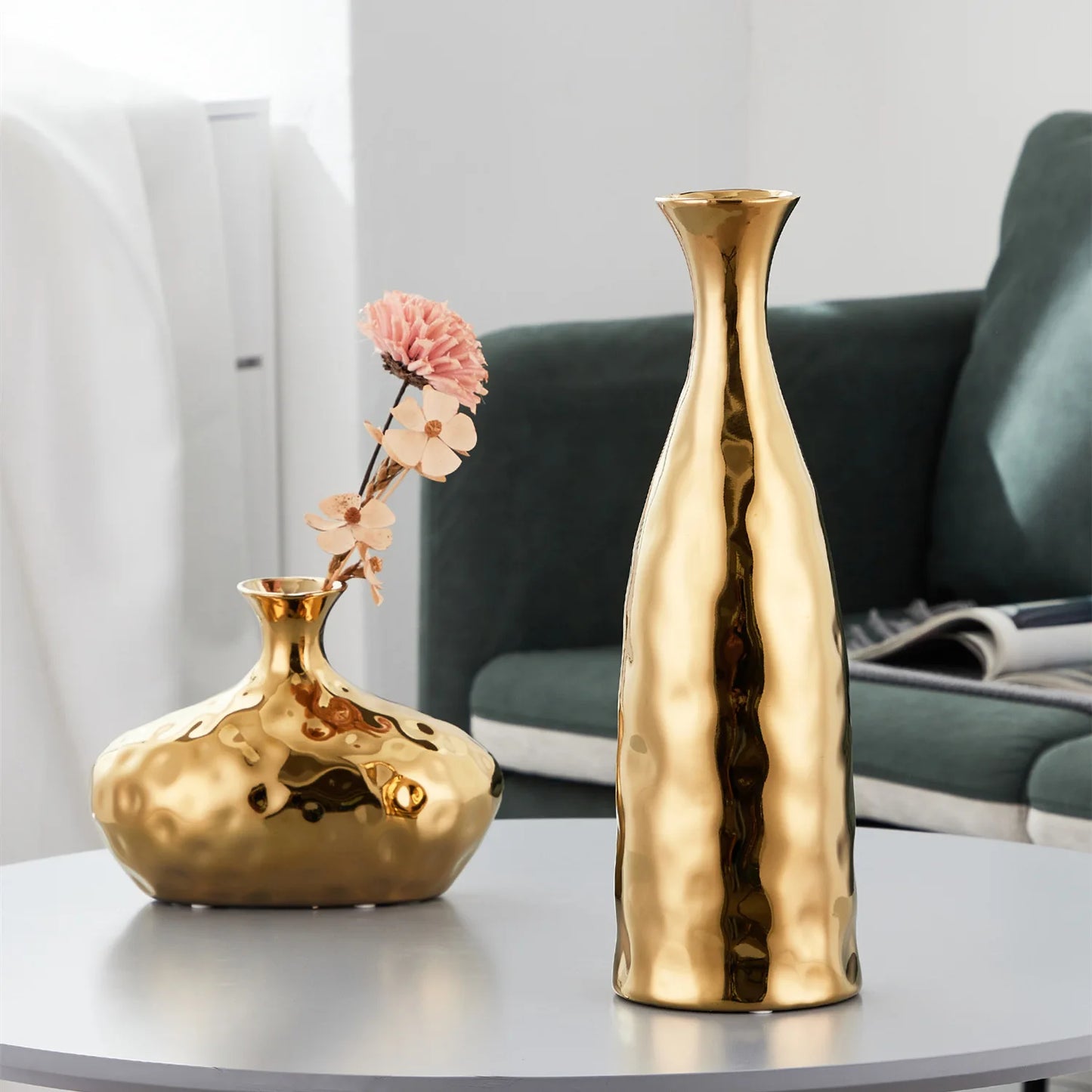 Electroplated Gold Ceramic Vases light luxury Home decoration ins Modern Decoration Vase room decor simple Nordic vases