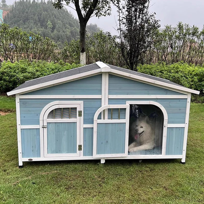 Luxury Balcony Kennel Cage Outdoors Solid Wood Sunshade Warm Castle Burliness Kennel Dog House Pet Los Perros Dog Supplies LVKC