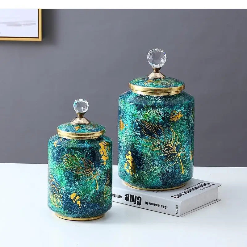 Nordic Light Luxury Ceramic Storage Jar Decoration Living Room Dried Flower Flower Arrangement Accessories Home Decoration Vase