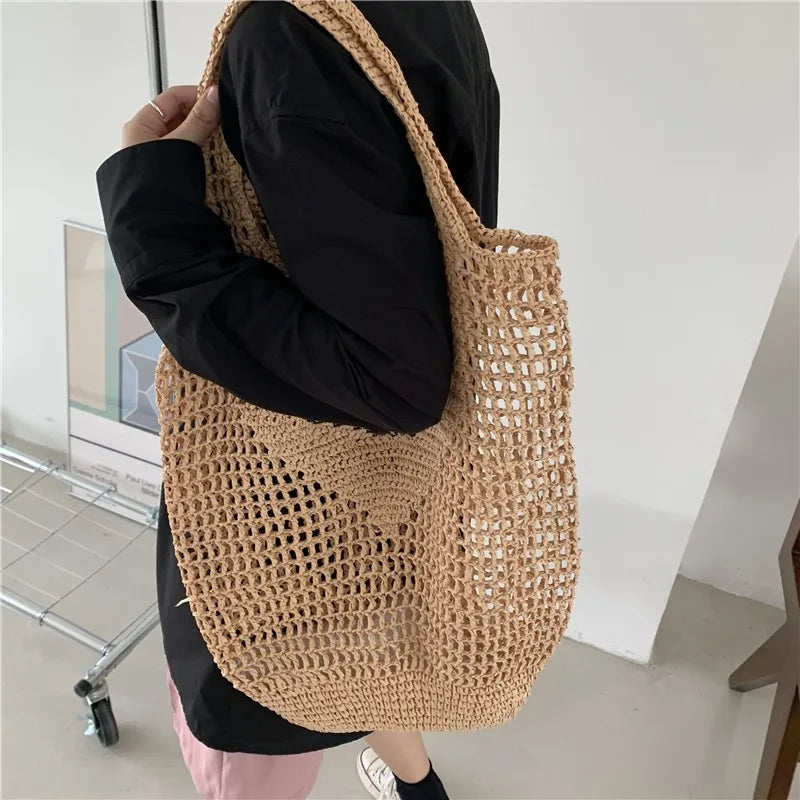 Luxury Designer Brand Rattan Bag 2023 Trend Fashion Large Portable Beach Shoulder Female Bags Summer Women's Tote Straw Handbags