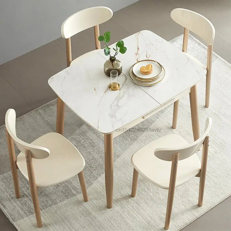 Retractable Small Apartment Rock Slab Dining Table Household Kitchen Table And Chair Combination Multifunctional Furniture