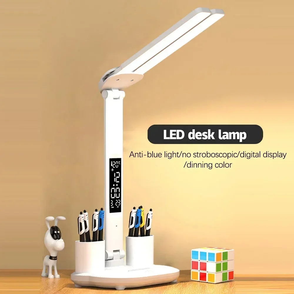 WELTIG USB Dimmable LED Desk Lamp with Touch Control & Clock