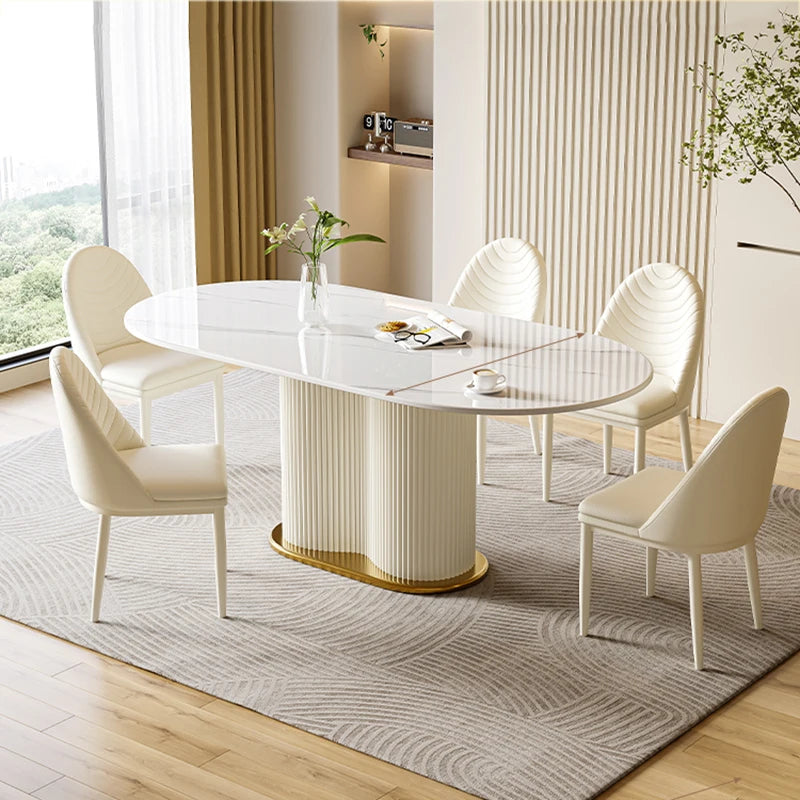 High Luxury Dining Table Modern Event Event Oval Dinner Coffee Table Center White Nordic Mesas De Jantar Home Furniture