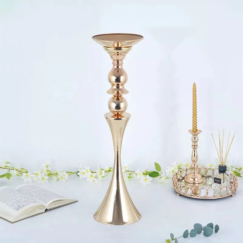 PEANDIM Luxury Gold Flower Vase Wedding Party Centerpieces Flowers Stand Event Party Road Lead Home Decoration Vases 8pcs/lot