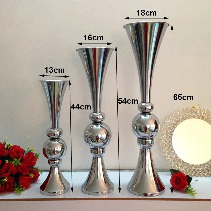 PEANDIM 10pcs/lot Luxury Floor Flower Vase Mariage Table Centerpieces Metal Flowers Stand For Home Wedding Party Decoration