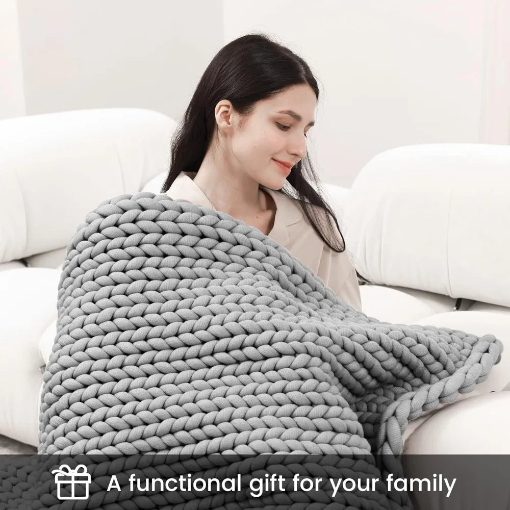 Knitted Weighted Blanket 60''x80''15 Pounds Warm Winter Blankets for Beds Suit for Adults(Grey) Sofa Blankets and Throws Throw &