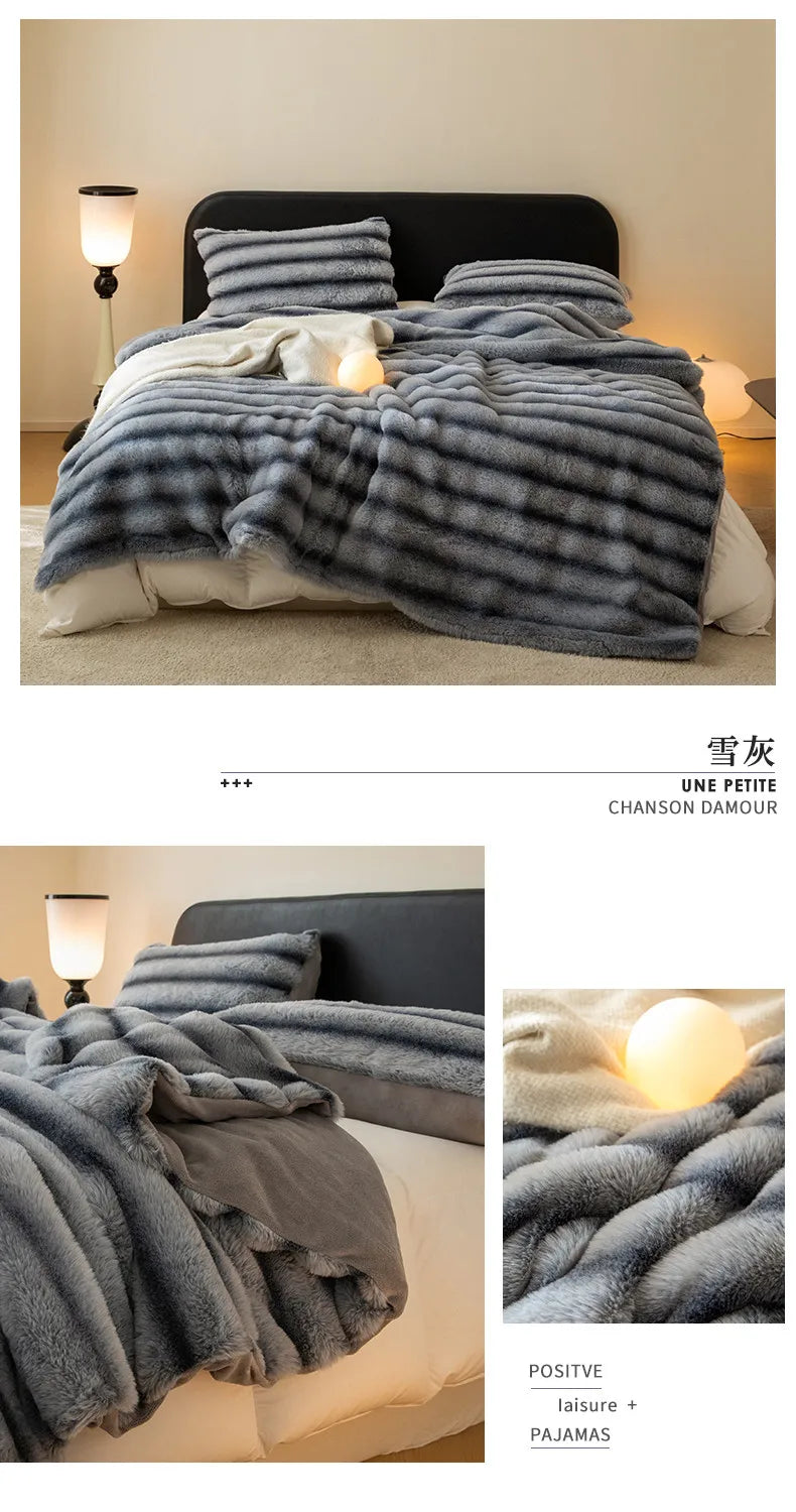 Imitation Rabbit Fur Plush Blanket Throw Blankets for Bedroom Hotel Travel Winter Warm Bedspreads Super Soft Sofa Beds Blanket