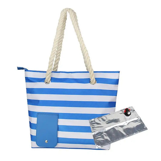 Wine Canvas Bag With Hidden Insulated Compartment Fashionable Casual Beach Tote Handbag For Outdoor Beaches Party