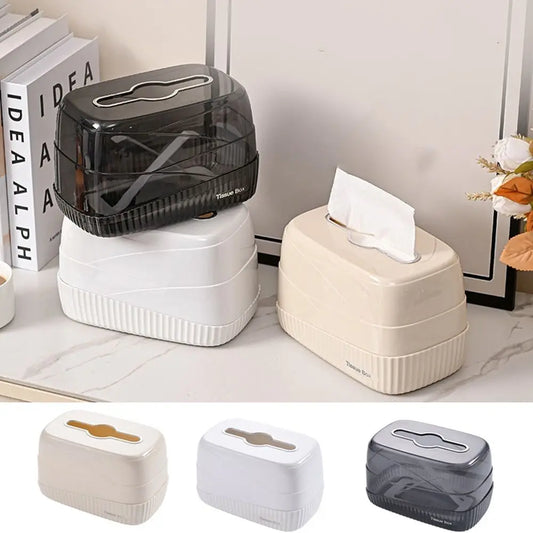 Plastic Luxury Tissue Box Multifunctional Waterproof with Spring Draw Paper Box Automatic Lifting Napkin Holder Bedroom