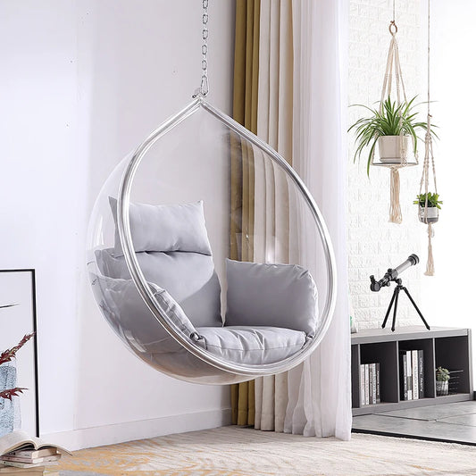 Base Egg Hanging Chair Indoor Basket Transparent Swing Garden Chair Hammock Metal Cadeira Jardim Varanda Home Decoration