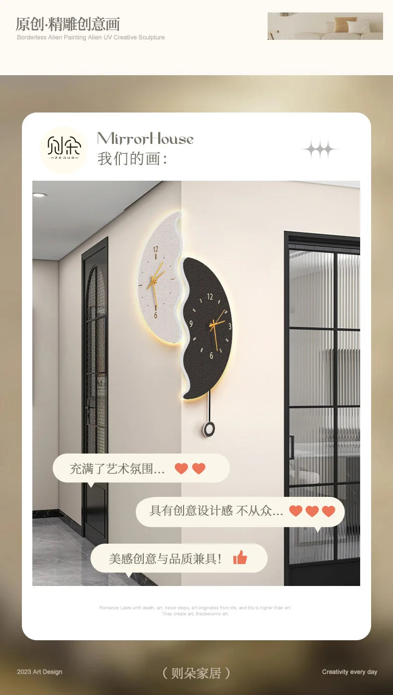 Double-sided Corner Wall Clock Living Room Simple Light Luxury Creative Art Clock Wall Lamp Modern Household Corner Wall Watch