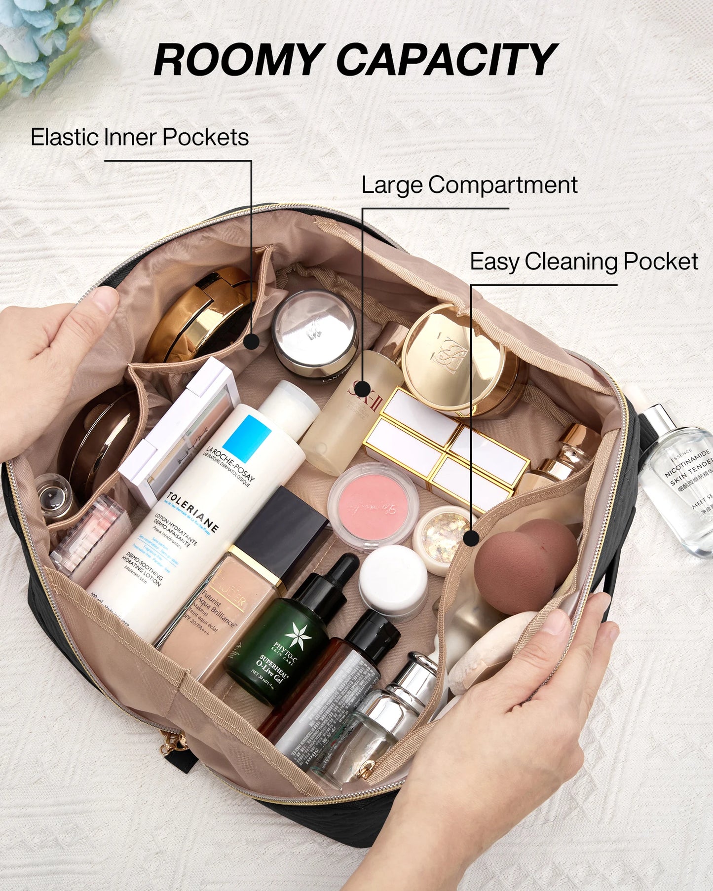 BAGSMART Makeup bag Travel Women's cosmetic bag Portable Makeup Case Waterproof Multifunctional Cosmetic pouch