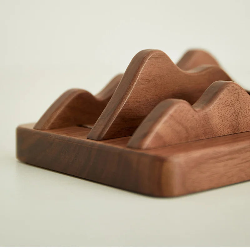 Walnut Vertical Laptop Stand - with Wooden Holder and Card Slot.