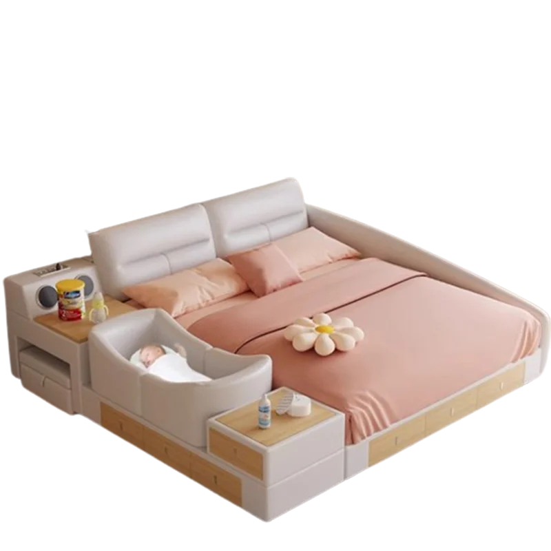 Children Tatami Double Bed Modern Storage Combination Comferter Double Bed Luxury White Camas Moderrnas Inteligentes Furniture