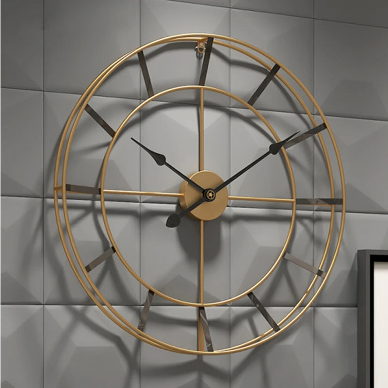 Modern Minimalist Iron Wall Clock Creative Fashion Design For Home Office Wall Decor Silent Hanging Watch Black and Gold 50/60cm