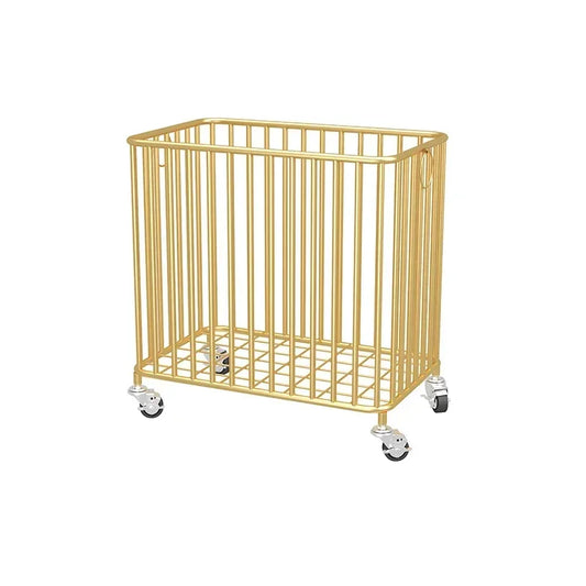 Laundry Basket New Nordic Luxury Dirty Clothes Storage Gold Iron Baskets Multi-functional with Wheels Mobile Organizer