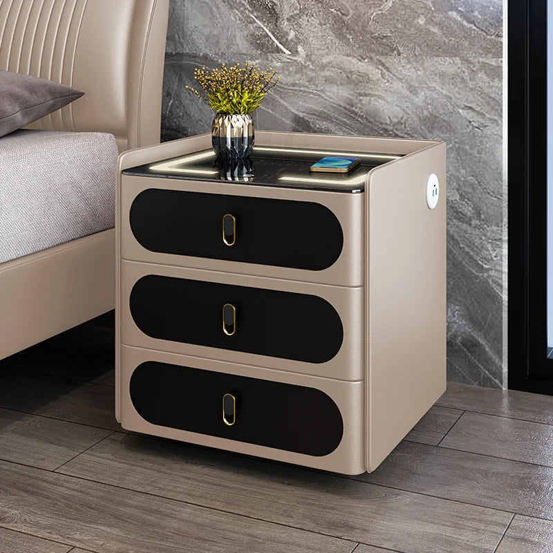 Minimalist Modern Nightstand Drawer Storage Italian Trendy Bedside Table Smart Corner Mesa De Noche Inteligente Home Furniture