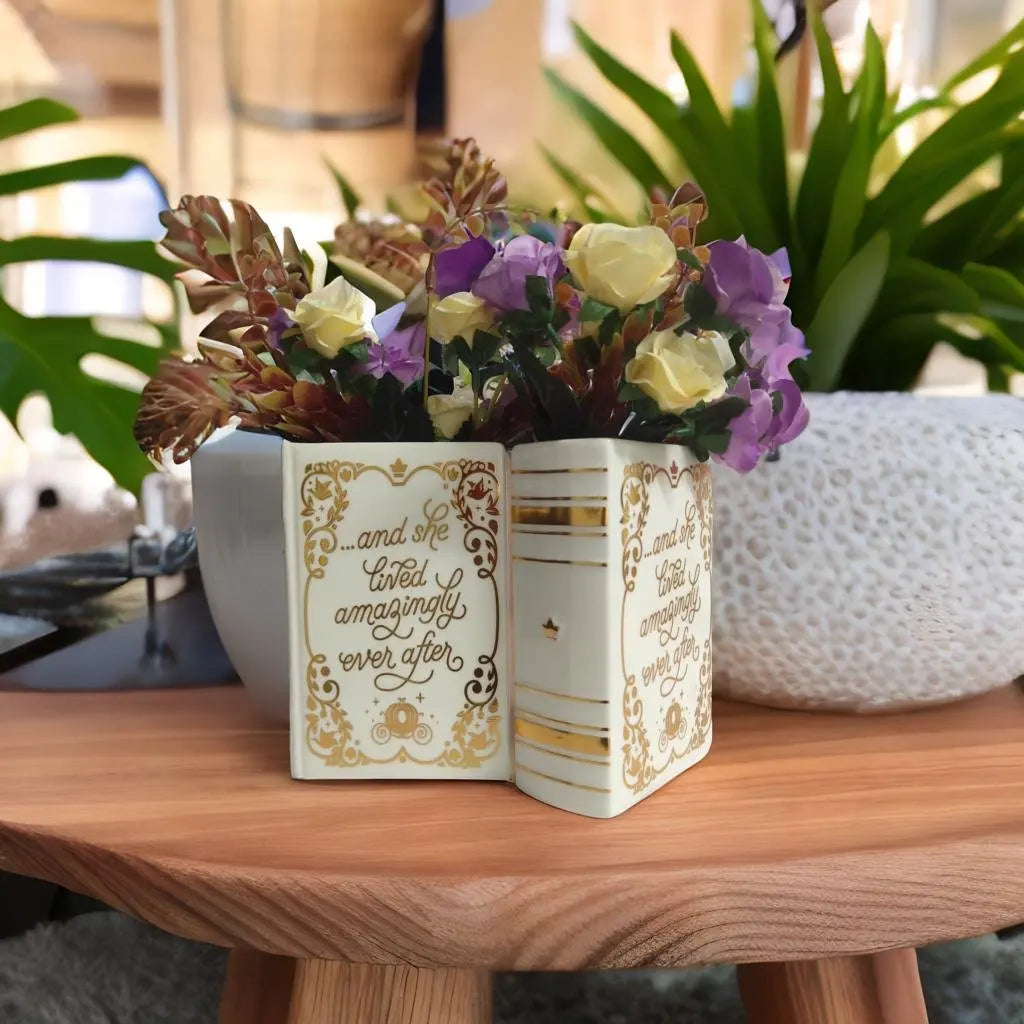 Luxury Ceramic Gold Book Vase Northern European Modern Flower vaseTable Vase Wedding Hydroponics Room Plant Vase Decoration