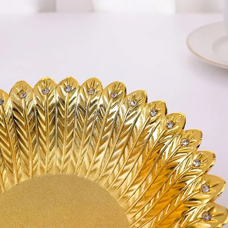 Pretty Gold Peacock Fruit Plate Luxury Zinc Alloy Tray Delicate Storage Plate for Candy Trinket Jewelry Snack Serving Home Decor