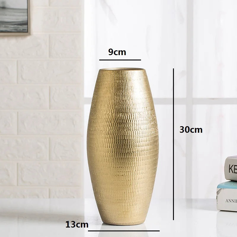 Electroplated Gold Vase Ceramic Ball Flower Vases Modern Art Pot for Interior Home Living Room Office Decoration Gifts