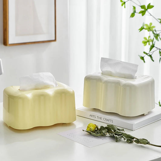 Cream Paper Towel Box, Affordable Luxury, High-end Simplicity, Household, Living Room with Spring, Elastic Base, Support