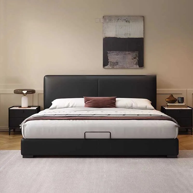 Villa Modern Nordic Double Bed Waterproof High End Full Size Bed Frames Queen Headboard Design letto matrimoniale home furniture