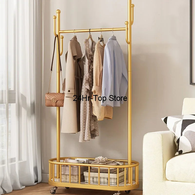 Gold Drying Clothes Rack Bathroom Hanger Luxury Bedroom Coat Racks Buffets Living Room Evening Dresses Porte Manteau Furniture