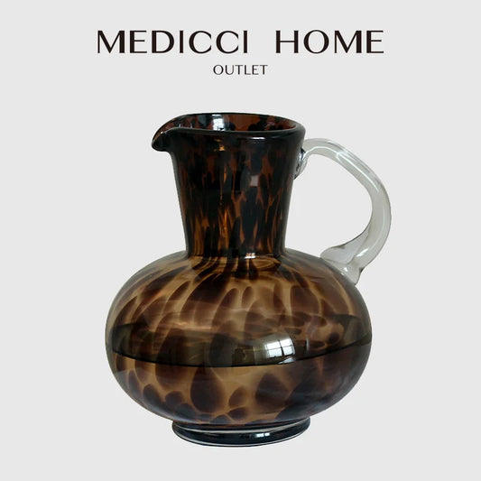 Medicci Home Amber Brown Leopard Pattern Handicraft Flower Vase Luxury Medieval High Grade Thick Weighted Glass Jar Chic Decor