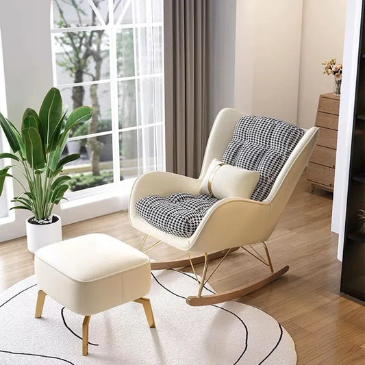 Modern Rocking Chairs White Luxury Floor Recliner Chairs Back Support Pillow Ergonomic Muebles De La Sala Home Furniture