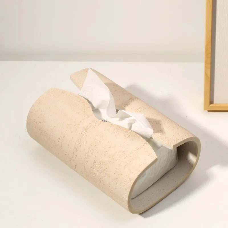 Light Luxury Stone Tissue Box Creative Simple Pumping Paper Box Living Room Desktop Napkin Large Size Storage Home Decoration